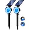 nipify 2 Pezzi Faretti Solari a Led da Esterno, 3 Modalità Luci Solari da Giardino Potenti, Impermeabile Lampade Solare per Patio, Garage, Cortile, Parete, Prato (Blu)