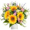Luabue Fiori Artificiali Girasoli Margherite Rosa con Lavanda ed Eucalipto | Artificiali Bouquet di Fiori Finti per Decorazioni Matrimonio Centrotavola la Casa