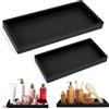 Vijixka 2 Pz Vassoi da Bagno in Silicone,Vassoio Rettangolare Nero,Vassoio Portaoggetti per Vanità per Saponi Cosmetici Gioielli Aromaterapia (30.5 * 12.8 * 2cm e 20.2 * 10 * 2cm)