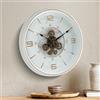 Maxstar Orologio da Parete Vintage con Ingranaggi Mobili, 20'' Decor Metallo Industriale Steampunk per Soggiorno, Ufficio, Camino, Fattoria (Numeri Arabi-Rivestimento Platino)