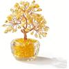 GNVOVIC Albero di Cristallo, Fatto a Mano Decorazione Tavolo in Cristallo Naturale con Base Poliedrica, Portafortuna per Casa, Ufficio, Auto, Regalo per Donna, Giallo 11cm