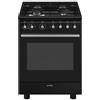 SMEG - Cucina Elettrica CX61GMBL 4 Fuochi a Gas Forno Elettrico Multifunzione Termoventilato Classe A Dimensioni 60 x 60 cm Colore Nero Serie Estetica - SPEDIZIONE GRATUITA