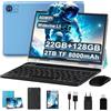 SUAAT Tablet Android Octa Core da 10 pollici, 22 GB RAM + 128 GB ROM, 5 G + 2.4 G WiFi, FHD, Bluetooth 5.0, 8 MP + 5 MP, con custodia, tastiera e mouse blu