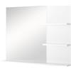 Mobiletto Pensile Bagno 60 X 10 X 48cm, Con Specchio E 3 Ripiani, Armadietto A Parete In Mdf Bianco