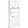 Mobile Bagno In Truciolato Bianco Con 2 Armadietti Con Ante E 2 Ripiani Aperti, 80x33.5x190 cm