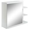 Mobiletto Bagno Moderno Con Specchio E Ripiani Laterali In Legno, A Parete Con Anta E 4 Viti A Espansione, 60x18x50cm, Bianco § Italy