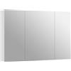 Armadietto Pensile Bagno Con 3 Ante A Specchio E Ripiani Regolabili In Legno 90x13.5x60 Cm, Bianco