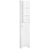 Colonna Bagno Con Ripiano A 3 Livelli E Armadietto Chiuso, In Mdf E Truciolato, 34x20x165 Cm, Bianco