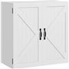 Armadietto Pensile Bagno In Legno Stile Country Con Ripiano Regolabile, 60x30x60cm, Bianco