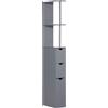 Mobile Colonna Bagno Con Ripiani Aperti E Cassetti, In Legno, 15x33x136.8 Cm, Grigio