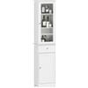 Mobile Colonna Bagno Salvaspazio Con Armadietto, Cassetto E Ripiani In Mdf, 40x27x171.5cm, Bianco