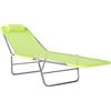 Lettino Prendisole Pieghevole Con Schienale Reclinabile E Cuscino, 182x56x24.5cm