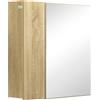 Mobile Da Bagno Con Specchio E 4 Ripiani Interni, In Truciolato, 60x15x60cm, Color Legno