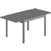 Tavolo Da Giardino Allungabile Per 6-8 Persone Con Piano A Doghe, In Alluminio, 110-170x90x75 Cm, Grigio Scuro