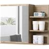 Specchiera Bagno A Parete Con Anta E 3 Ripiani Laterali In Legno, 60x18x50cm