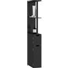 Colonna Bagno Con 2 Ripiani E 2 Armadietti, Mobile Alto Salvaspazio 15.2x29.8x118 Cm, Nero