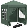 Gazebo 2x2 M Pieghevole Con 4 Pareti Rimovibili E Borsa Da Trasporto, In Metallo E Poliestere, Verde