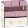 Scaffale Portagiochi Mobile Porta Giocattoli 3 Livelli 6 Cesti, Rosa