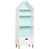 Libreria Scaffale Portagiochi Per Cameretta Bimbi E Ragazzi, 1 Cassetto E 4 Ripiani, Bianca E Azzurra 50x30x142cm