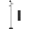 Lampada Da Terra Con 3 Teste Regolabili Indipendenti, Telecomando E Timer, In Acciaio E Plastica, Ø25x170 Cm, Nero