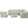 Salotto Da Giardino 7 Pezzi Modulabile In Rattan Pe Con Cuscini, Beige