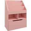 Piccola Libreria Per Bambini Con Ripiani E Cassetto In Mdf, 60x29.9x90cm, Rosa