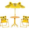 Set Da Esterno Per Bambini 4 Pz Con 2 Sedie, Ombrellone E Tavolo Rotondo, In Acciaio E Tessuto Oxford Giallo