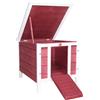 Conigliera In Legno Con Tetto Apribile In Asfalto, Rampa Antiscivolo, 51x42x43 Cm, Rosso