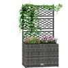 Fioriera Con Grigliato Per Rampicanti Con 2 Vasi In Acciaio E Rattan Pe, 57x30x107cm, Grigio