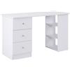 Scrivania Porta Pc Per Camera E Ufficio Con Cassettiera E Ripiani Portaoggetti In Legno 120x49x72cm Bianco
