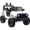 Macchina Elettrica Per Bambini Jeep Fuoristrada Con Telecomando E 2 Velocità, 100x65x72 Cm, Bianco