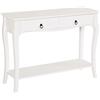 Mobiletto Tavolo Consolle Da Ingresso Moderno Con 2 Cassetti Casa Legno, Per Soggiorno, Camera Da Letto E Ingresso, 100x33x75cm, Bianco