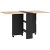 Tavolo Pieghevole Consolle Per 4-6 Persone Con Ruote E Ripiani, 140x75x74cm, Rovere E Nero