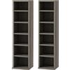 Set Di 2 Scaffali Porta Cd Con Mensole Regolabili Per 204 Cd, 21x22.5x88.5 Cm, Grigio