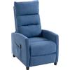 Poltrona Massaggiante E Reclinabile A 160° Con Poggiapiedi E Telecomando, 66x91x108 Cm, In Ciniglia Blu Scuro