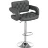 Sgabello Da Bar Regolabile, Seduta Extra Large Girevole In Similpelle Pu, Grigio