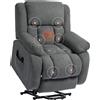 Poltrona Alzapersona Massaggiante E Reclinabile Con 2 Tasche E Telecomando, 93x104x105 Cm, Grigio