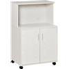Mobile Cucina Multiuso Con Ruote, Armadietto E Ripiano Per Microonde, Credenza Alta In Legno Truciolare, 60.4x40.3x97cm Bianco