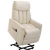 Poltrona Elettrica Alzapersone Reclinabile 145°, Poltrona Relax Elettrica In Pelle Pu Con Telecomando, Tasche Laterali E Poggiapiedi Integrato, Crema