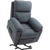 Poltrona Alzapersona Reclinabile Fino A 135° Con 8 Punti Massaggianti, Telecomando E Poggiapiedi 89x99x103 Cm, Grigio