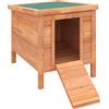 Gabbia Per Conigli In Legno Da Esterno Con Tetto In Asfalto E Rampa Antiscivolo, 42x51x43cm, Rosso Arancione