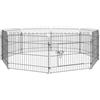 Recinto Per Cani E Cuccioli 8 Pannelli In Acciaio, Gabbia Per Cani, Box Per Animali Domestici Da Interno E Esterno, Ø180x61 Cm, Nero