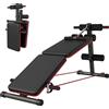 Panca Per Addominali Pieghevole E Regolabile Con Vogatore E 2 Corde, In Acciaio 51x137x50-66 Cm, Nera E Rossa
