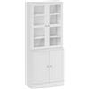 Mobile Libreria Con 2 Armadietti, Ripiani Regolabili E Ante In Vetro, 76x40x178.5 Cm, Bianco