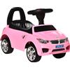 Macchinina Per Bambini Cavalcabile Con Volante, Fari E Musiche Integrate, Macchina Per Bambini In Pp E Metallo, 63.5x28x36 Cm, Rosa