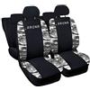 Rebeca Shop Copri-sedili Auto Compatibili Arona | Set Coprisedili Anteriori e Posteriori | Logo Ricamato | Airbag Compatibile | Accessori Auto Interno (Nero/Mimetico Grigio)