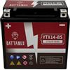 Battanux Batteria Moto Battanux YTX14-BS 12V 14Ah AGM - Alta Capacità, Senza Manutenzione, Antiperdite, Pronta all'Uso per Moto, ATV e UTV