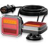 Justech 2 Pezzi Luci Posteriori a LED Magnetiche Omologate E-Mark Fanali Posteriori 12/24 V 40 LED con 4 Funzioni Luci per Rimorchio con Cavo da 7,35 m e Spina a 7 pin per Rimorchi Camion Caravan