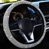 TOEECY Coprivolante Auto Glitter Strass Universale 36-39cm Antiscivolo Coprivolante In Pelle Copri Volante Accessori Auto Interno per La Maggior Parte Delle Automobili Bianco