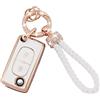 Koaudb Cover Chiave TPU per Peugeot/Citroen Accessori 2 pulsanti Bianco-Oro